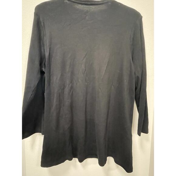 J Jill Black Perfect Pima Cotton Side Button 3/4 Sleeve Size Medium - Picture 5 of 8